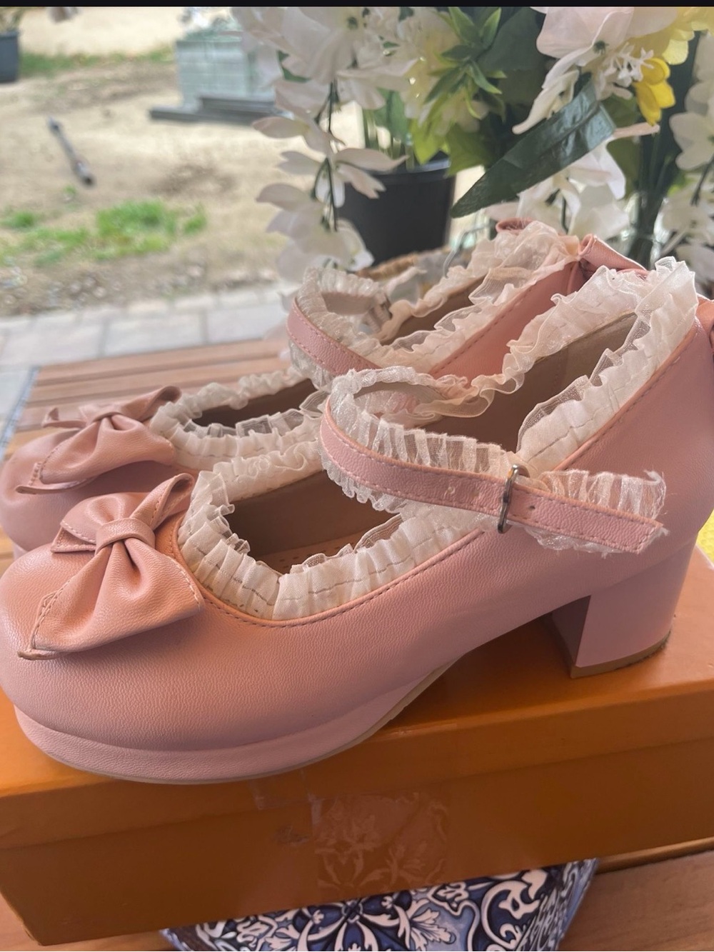 Mary Jane Shoes with Ruffle Trim